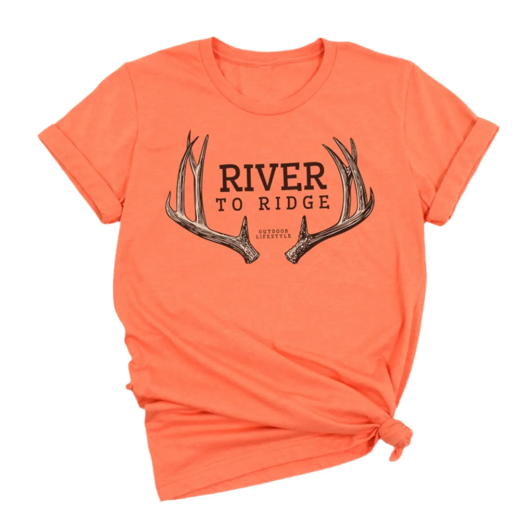 Women's Deer Antler River to Ridge Logo T, Mint or Heather Orange