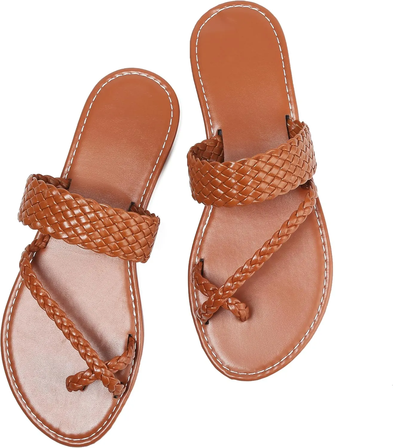 Women's Flat Sandals Casual Summer Sandals Dress Fashion Round Open Flip Flop Thong Sandals