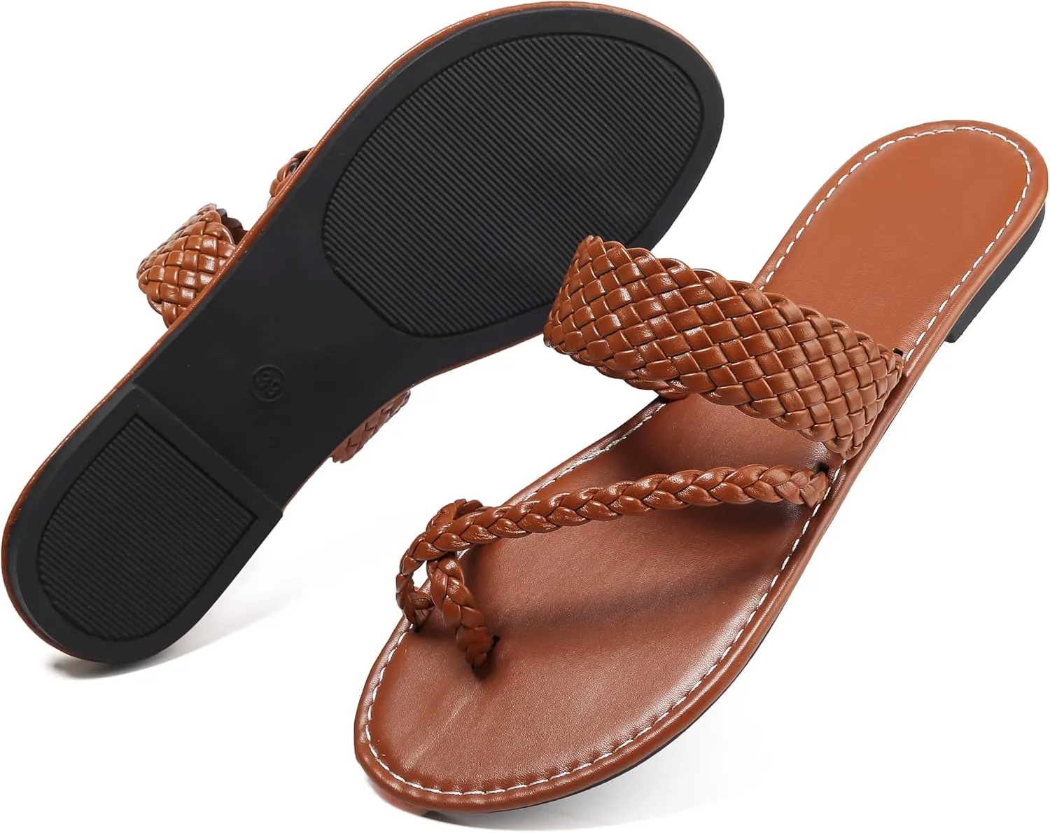 Women's Flat Sandals Casual Summer Sandals Dress Fashion Round Open Flip Flop Thong Sandals