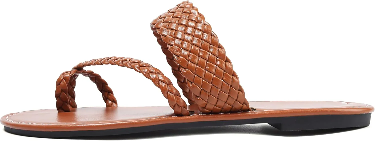 Women's Flat Sandals Casual Summer Sandals Dress Fashion Round Open Flip Flop Thong Sandals