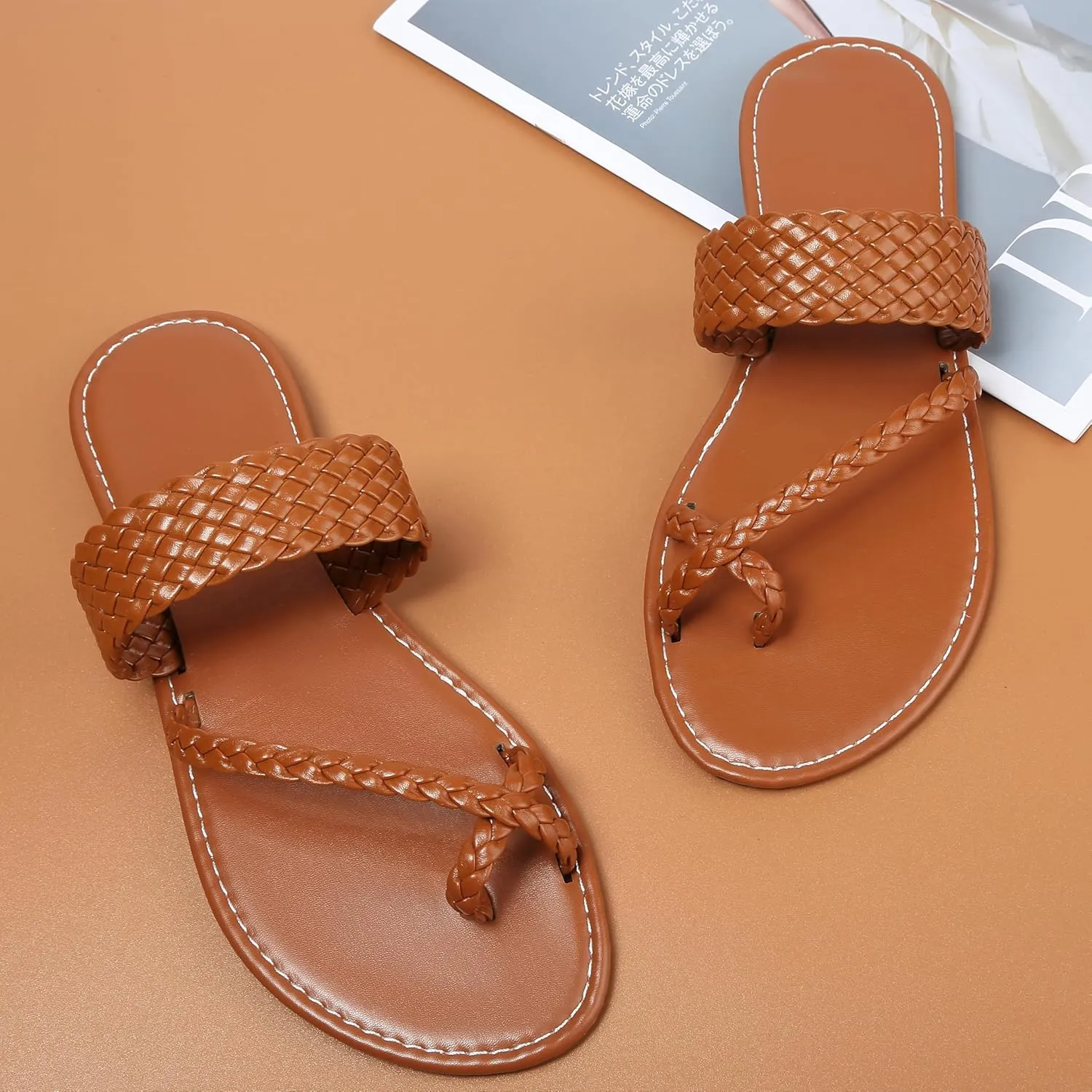 Women's Flat Sandals Casual Summer Sandals Dress Fashion Round Open Flip Flop Thong Sandals