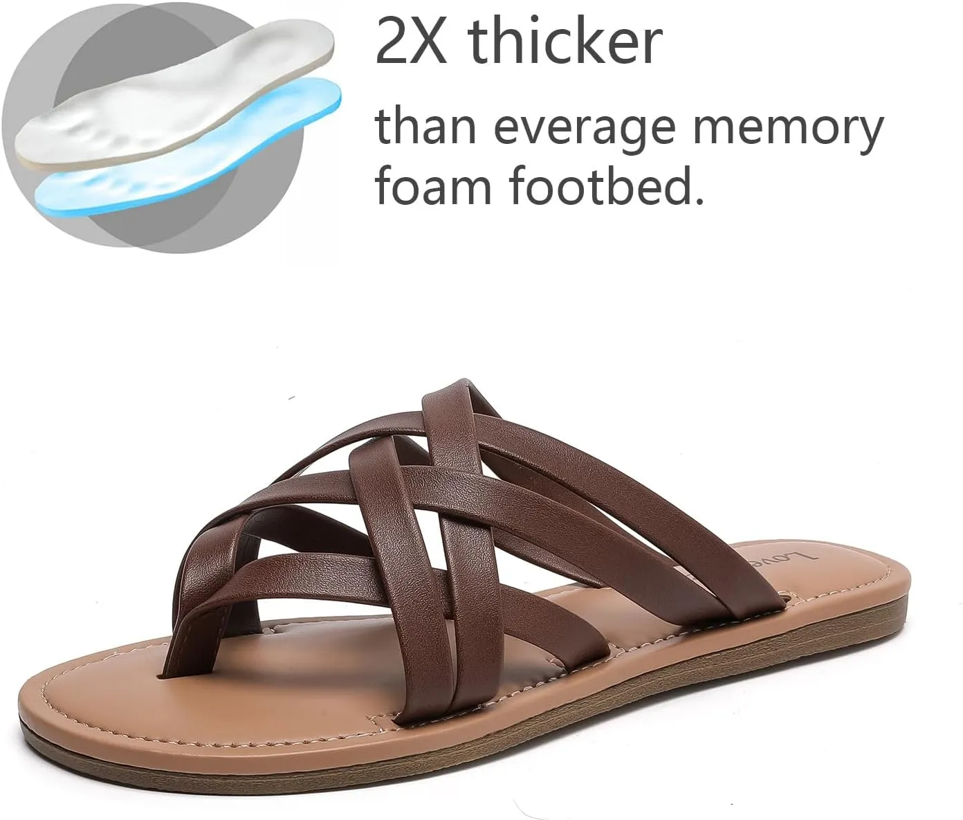 Women's Flat Sandals, Flip Flop Slides Sandal Casual Strapy Sandal Slip on Summer Beach Shoes for Women.