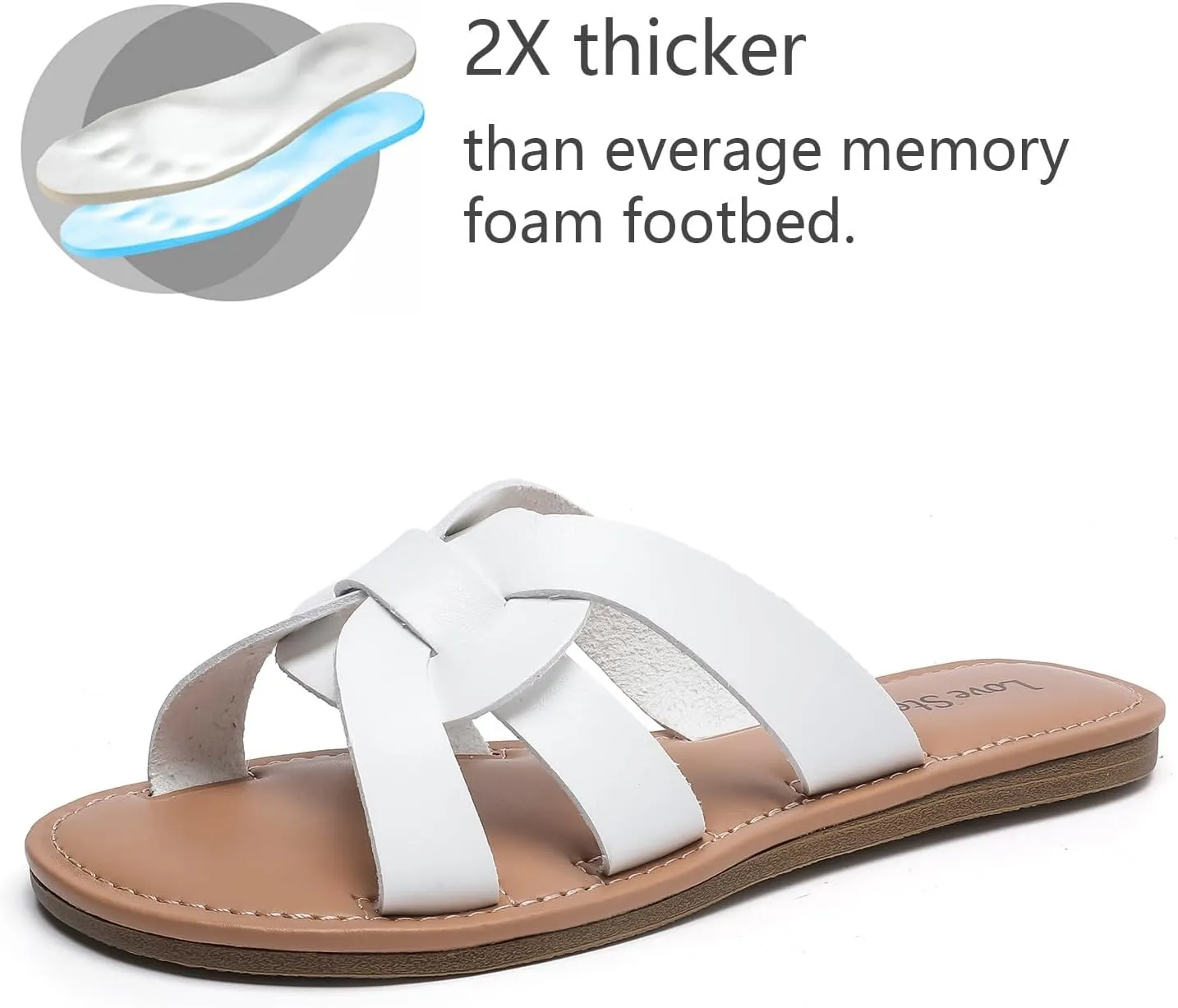 Women's Flat Sandals, Flip Flop Slides Sandal Casual Strapy Sandal Slip on Summer Beach Shoes for Women.