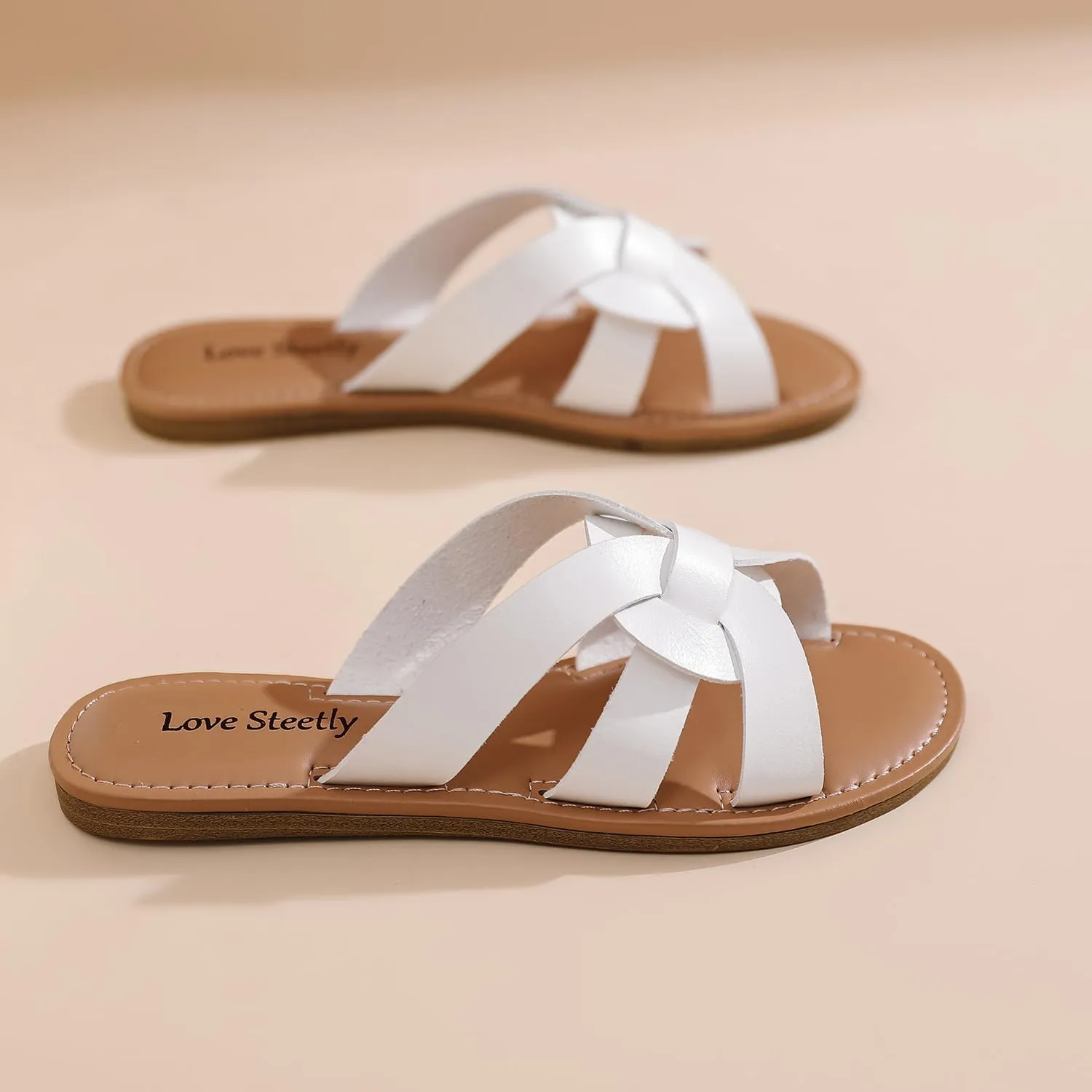 Women's Flat Sandals, Flip Flop Slides Sandal Casual Strapy Sandal Slip on Summer Beach Shoes for Women.