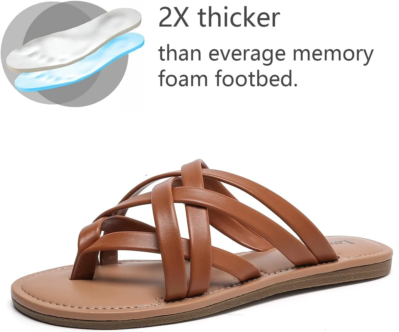 Women's Flat Sandals, Flip Flop Slides Sandal Casual Strapy Sandal Slip on Summer Beach Shoes for Women.