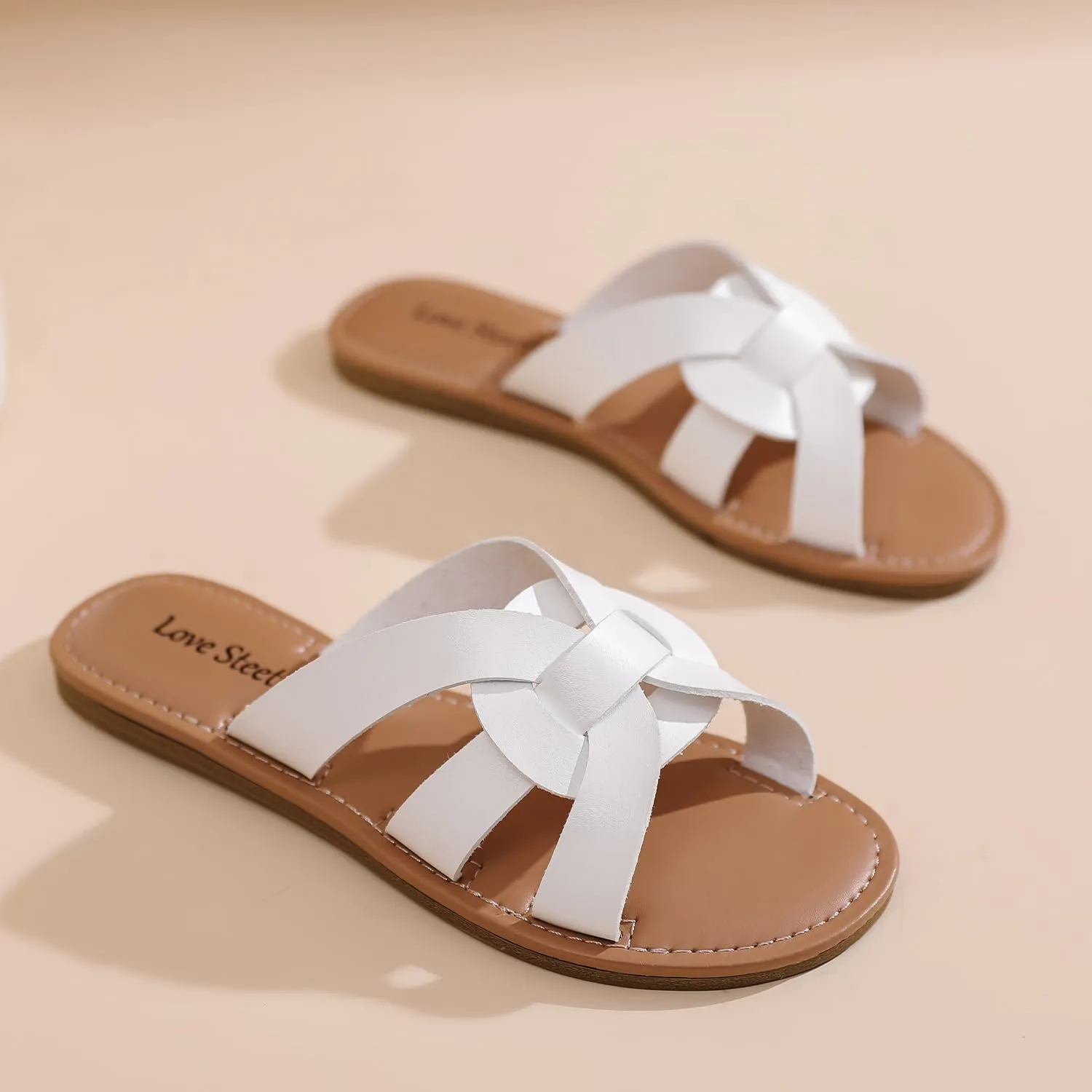 Women's Flat Sandals, Flip Flop Slides Sandal Casual Strapy Sandal Slip on Summer Beach Shoes for Women.