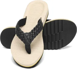 Women's Flip Flops with Arch Support - Yoga Mat Cushion Orthotic Thong Sandals for Plantar Fasciitis, Beach Walking Outdoor