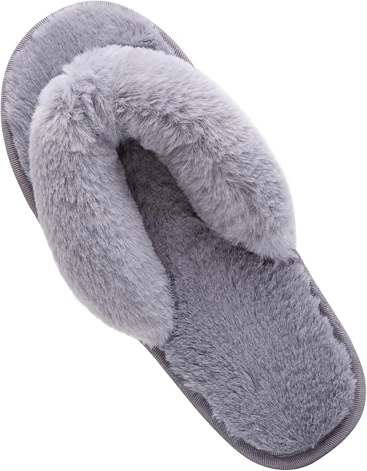 Women's Fuzzy Memory Foam Flip Flop Slippers Soft Comfy Open Toe Slip On Spa Thong Flat Sandals Ladies House Home Furry Sandal Slides Indoor Outdoor