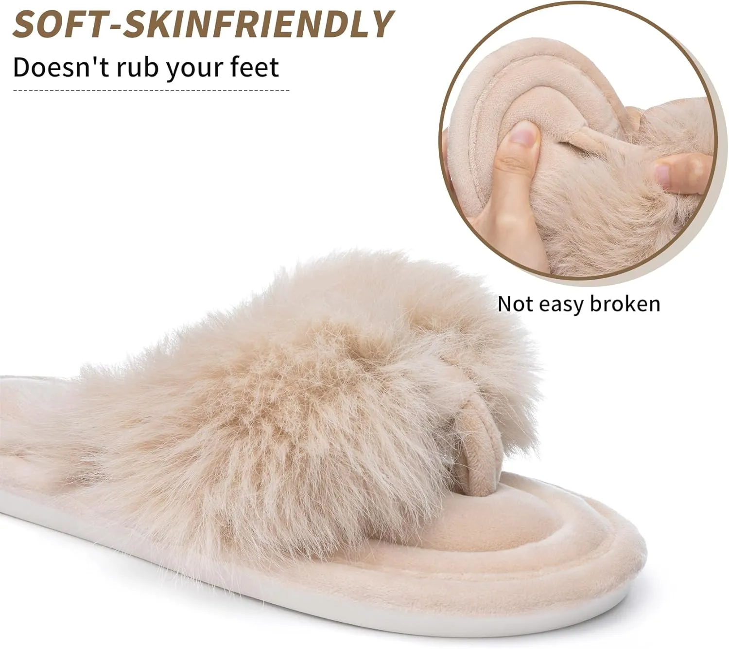 Womens Fuzzy Slippers with Box Memory Foam Soft Gifts for Women Mom Ladies Open Toe Fluffy Faux Fur Flip Flop Thong Slippers Bedroom Indoor Slides Shoe Birthday Valentines