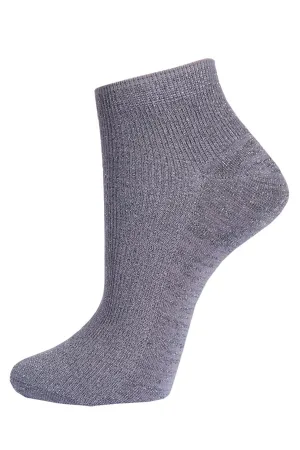 Womens Glitter Anklet Trainer Socks Silver Sparkly Grey