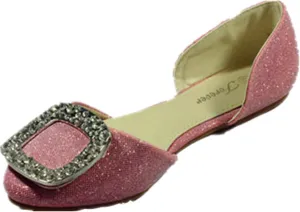 Women's Nadia-72 D'Orsay Round-Toe Glitter Flats Coral Color