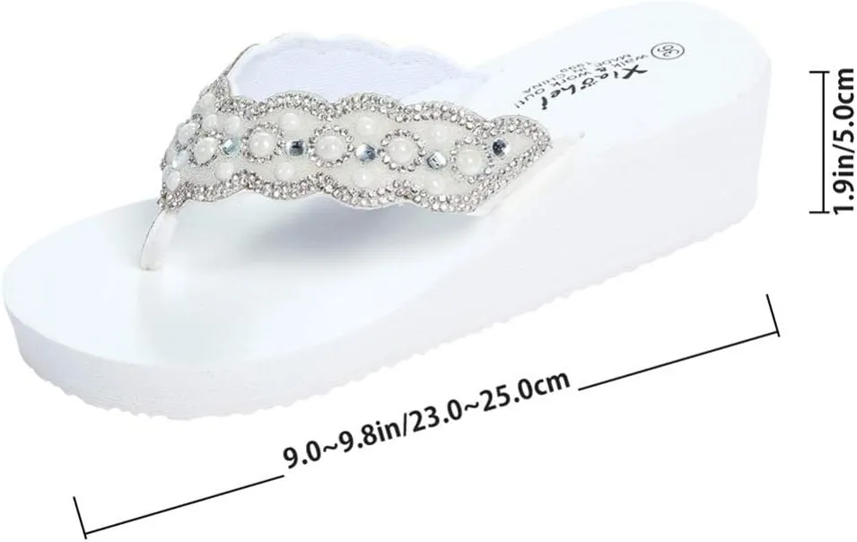 Womens Open Toe Shining Wedge Sandal Slip-On Flip Flop Beach Travel Indoor Outdoor Slipper