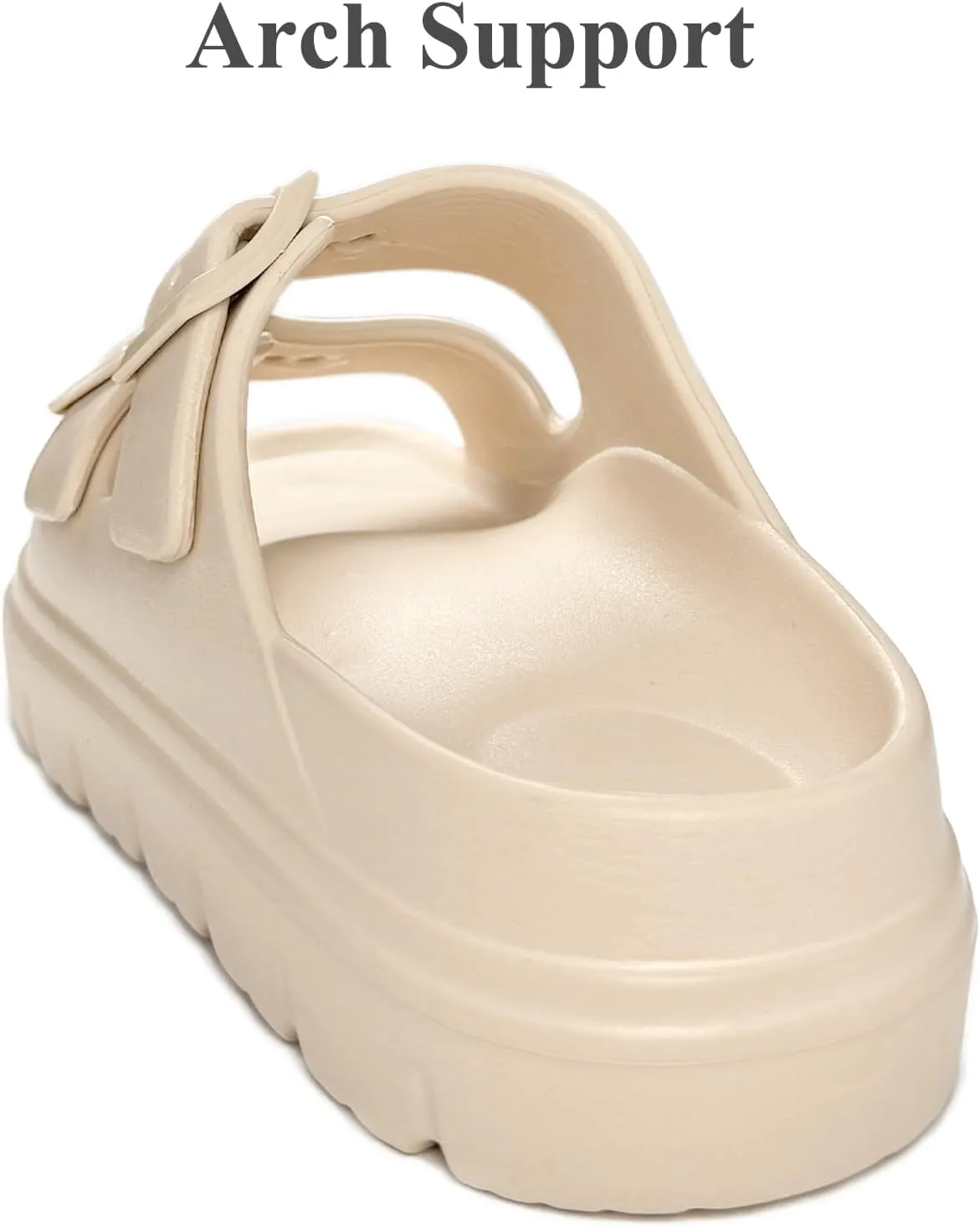 Womens Platform Sandals with Arch Support, Summer Beach Slides with Adjustable Buckle, Comfort Lightweight Chunky Cushion Slip on Sandal