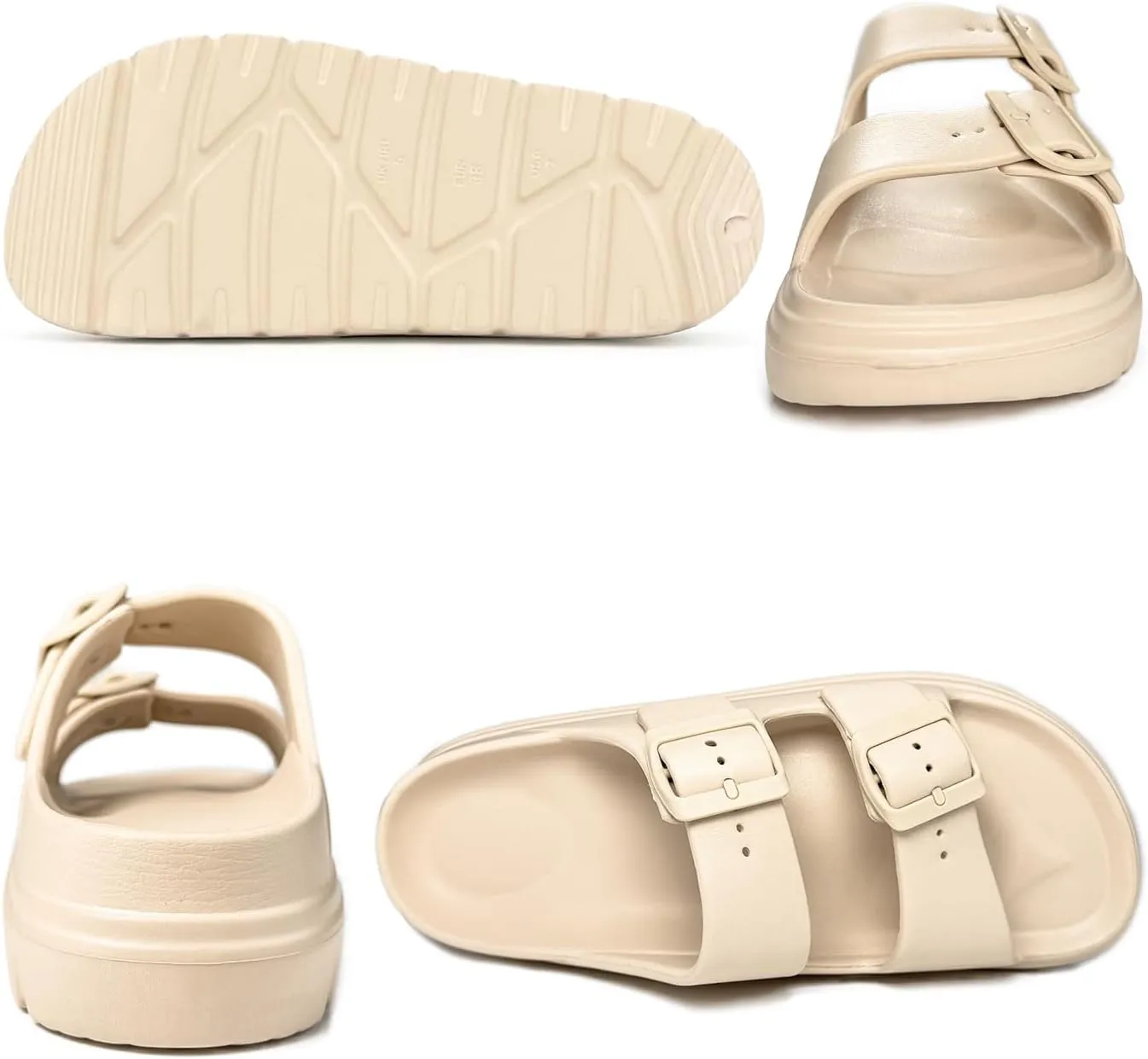 Womens Platform Sandals with Arch Support, Summer Beach Slides with Adjustable Buckle, Comfort Lightweight Chunky Cushion Slip on Sandal