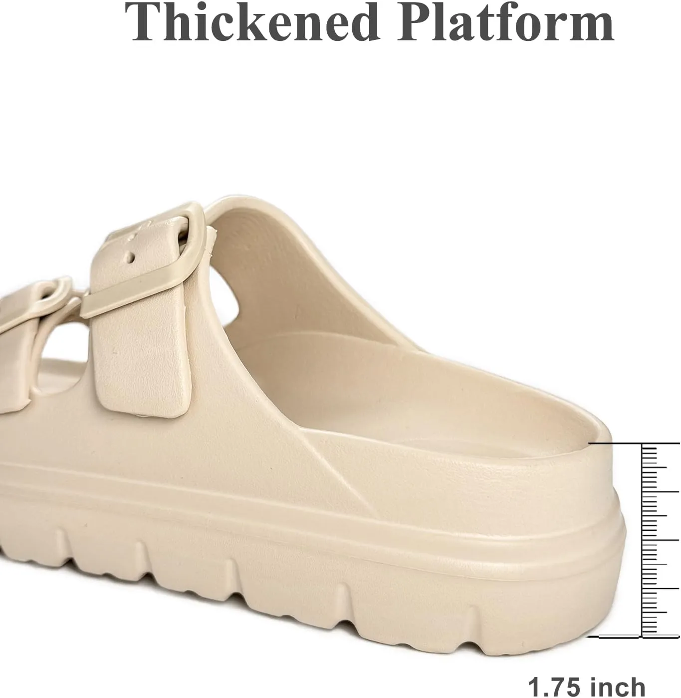 Womens Platform Sandals with Arch Support, Summer Beach Slides with Adjustable Buckle, Comfort Lightweight Chunky Cushion Slip on Sandal