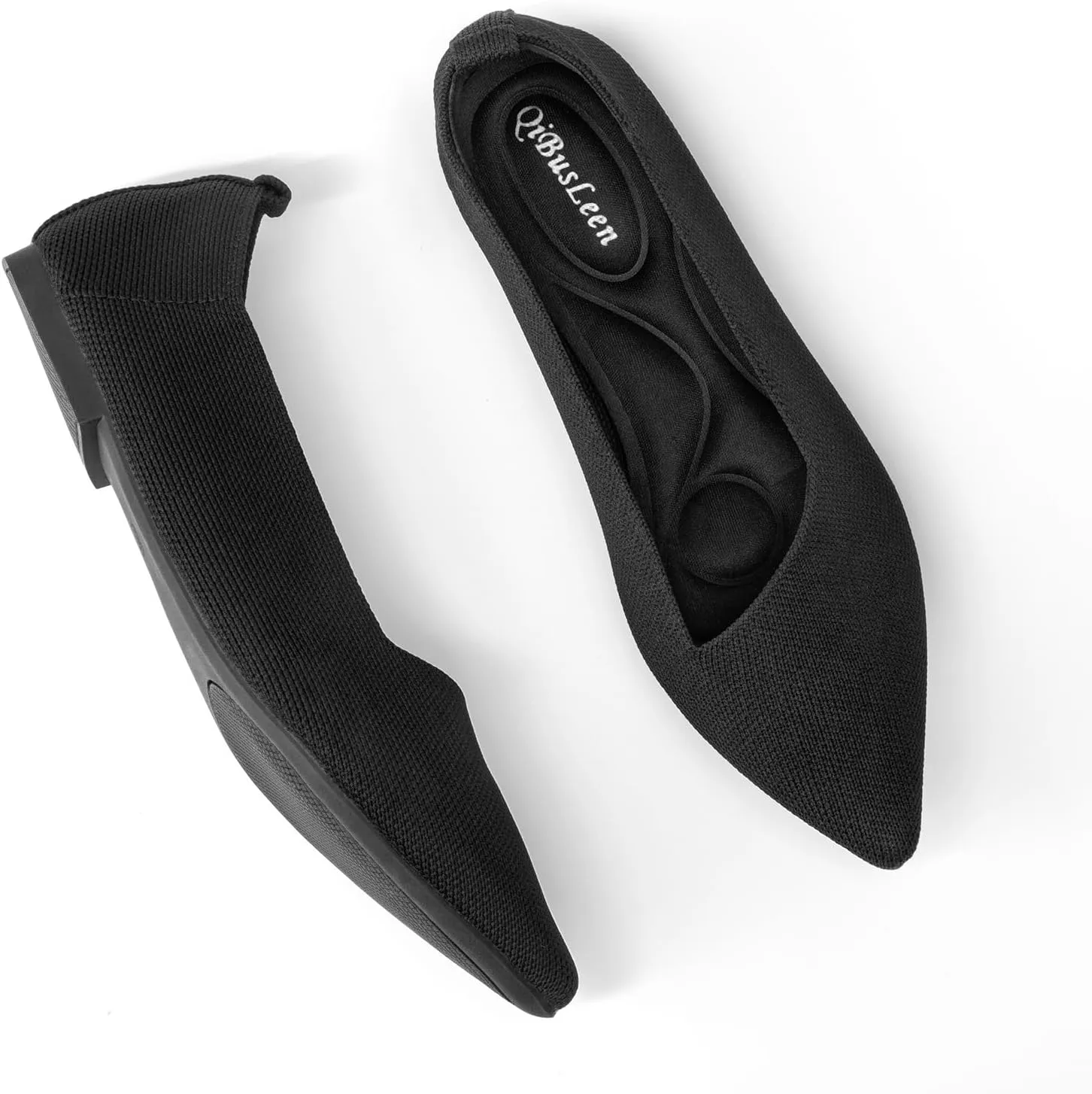 Women's Pointed Toe Breathable Knit Flats Shoes Soft Slip On Dress Ballet Flats for Women Comfortable Casual Work Driving Lightweight Knitted Flat Loafers
