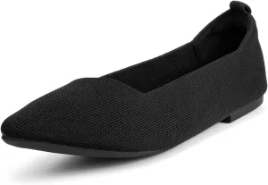 Women's Pointed Toe Breathable Knit Flats Shoes Soft Slip On Dress Ballet Flats for Women Comfortable Casual Work Driving Lightweight Knitted Flat Loafers