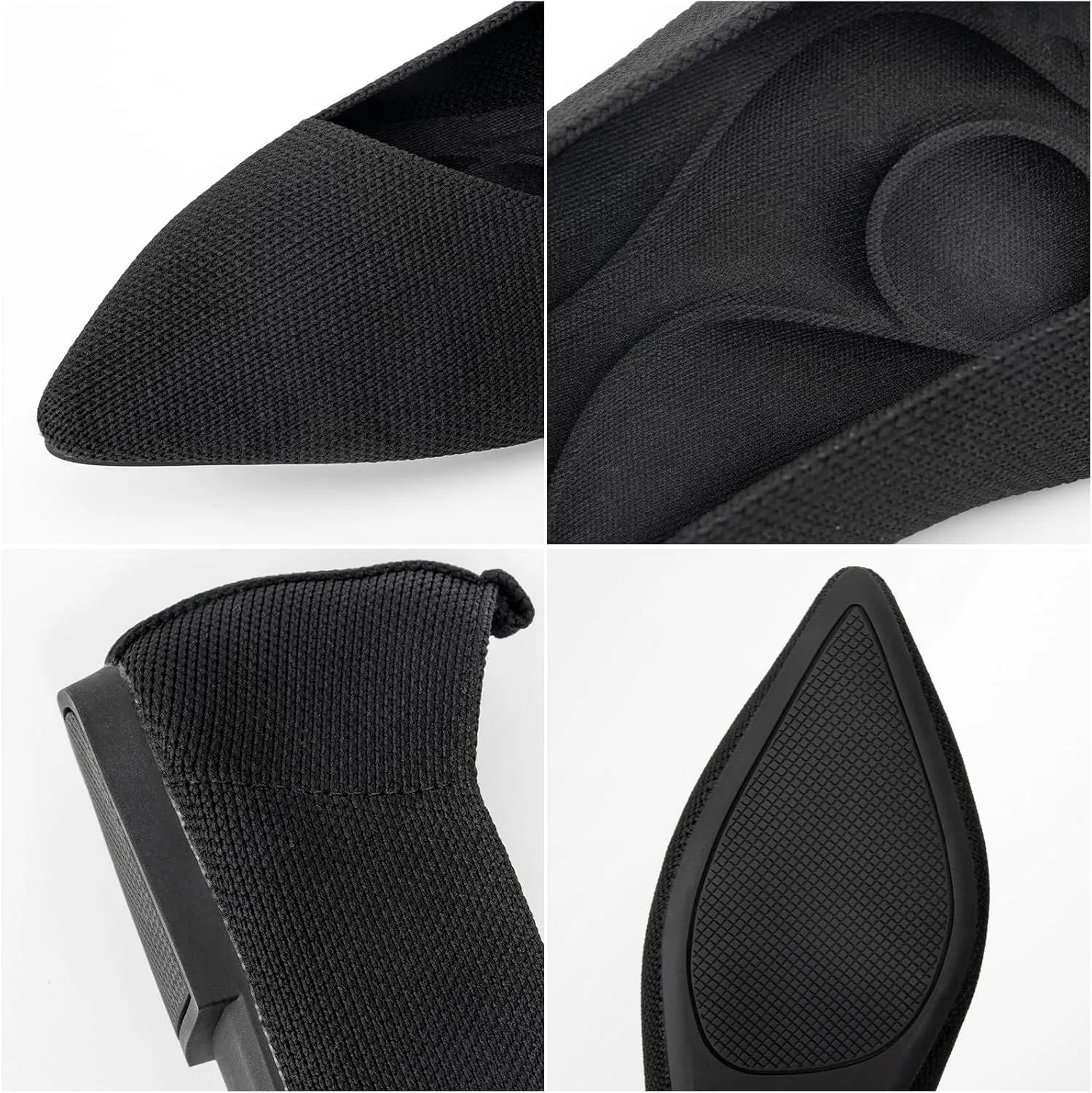 Women's Pointed Toe Breathable Knit Flats Shoes Soft Slip On Dress Ballet Flats for Women Comfortable Casual Work Driving Lightweight Knitted Flat Loafers
