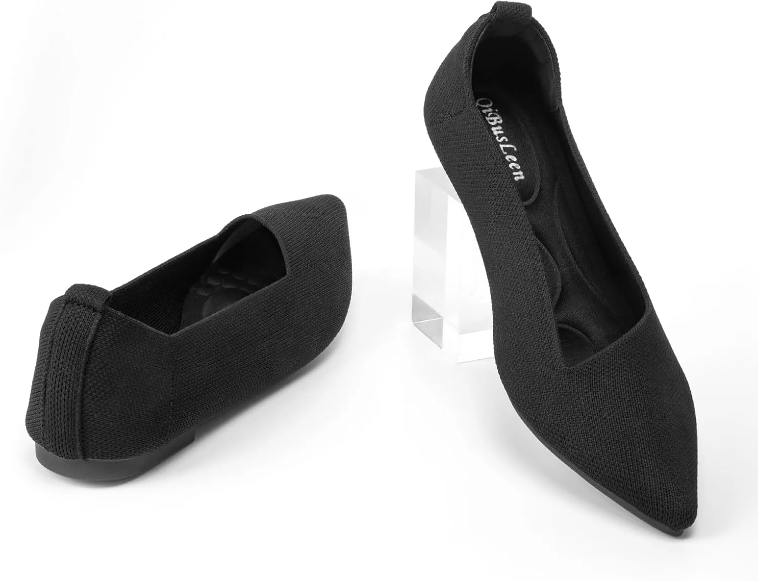 Women's Pointed Toe Breathable Knit Flats Shoes Soft Slip On Dress Ballet Flats for Women Comfortable Casual Work Driving Lightweight Knitted Flat Loafers