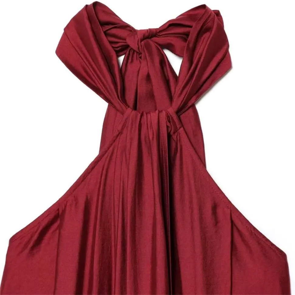 Women's Sleeveless Long Backless Solid Color Dress
