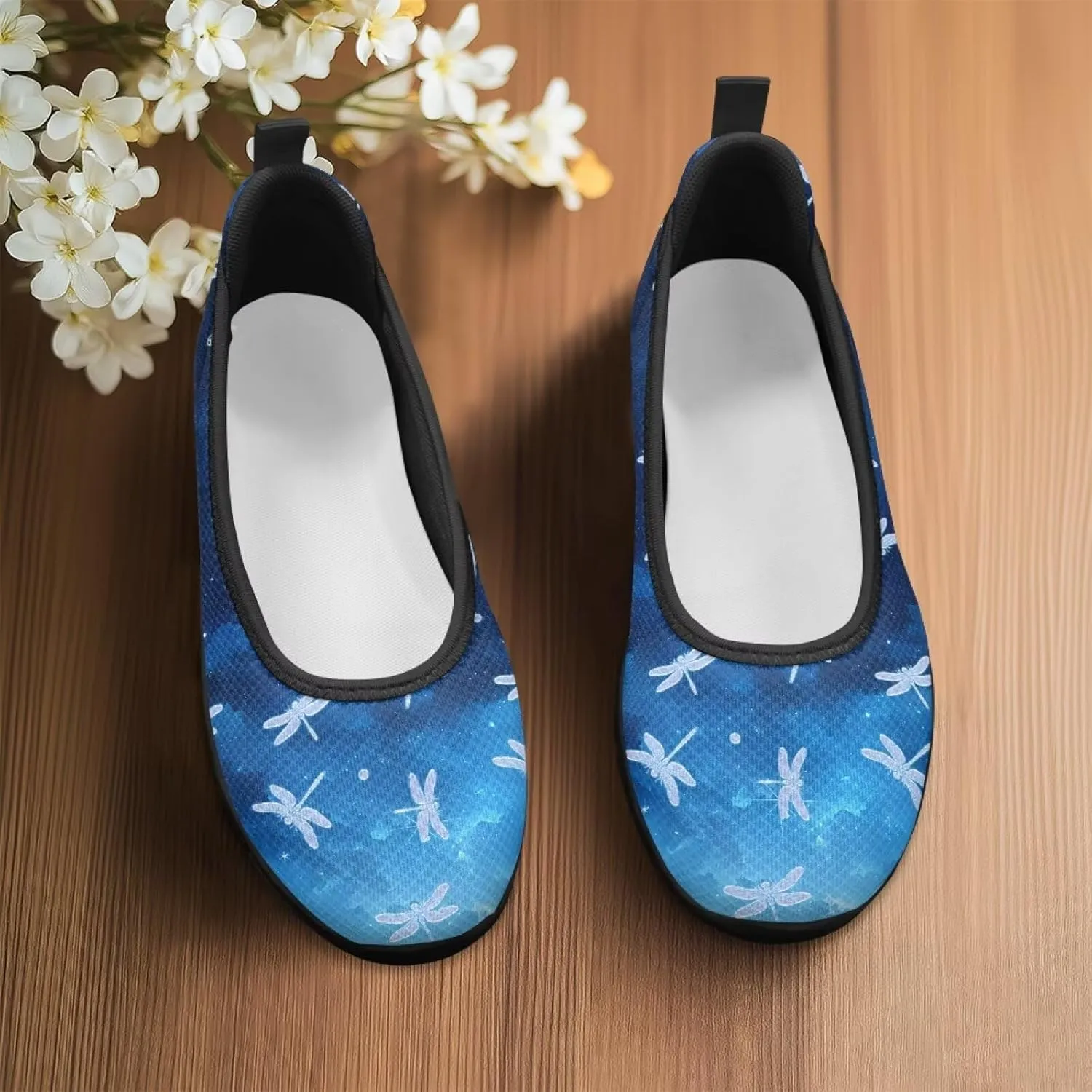 Women's Slip-On Walking Shoes Stylish Floral Casual Loafers Lightweight Comfortable Travel Footwear SizeUS 6-11 Black Sole