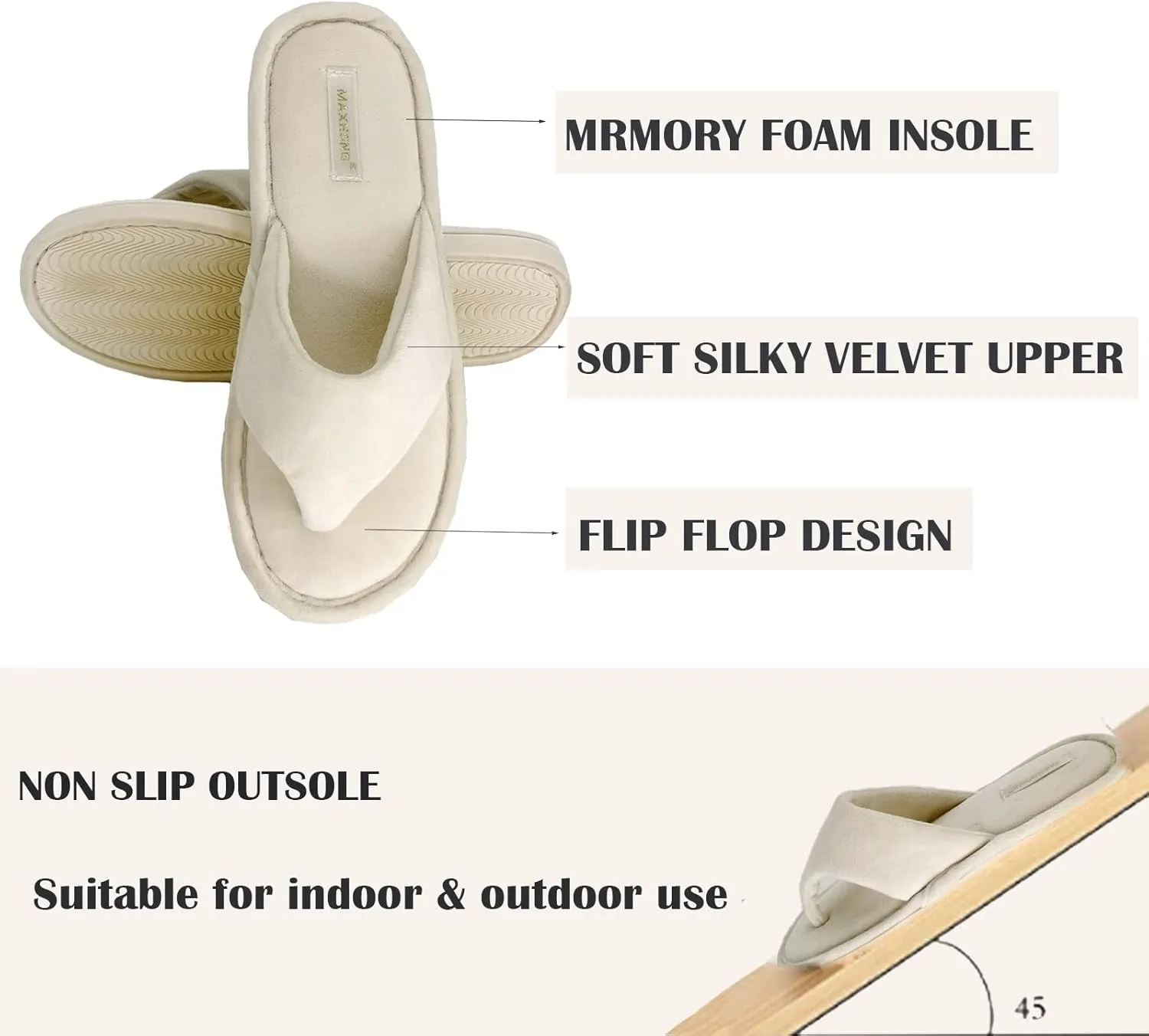 Women’s Thong Slippers with Memory Foam for Women Open Toe Slip on