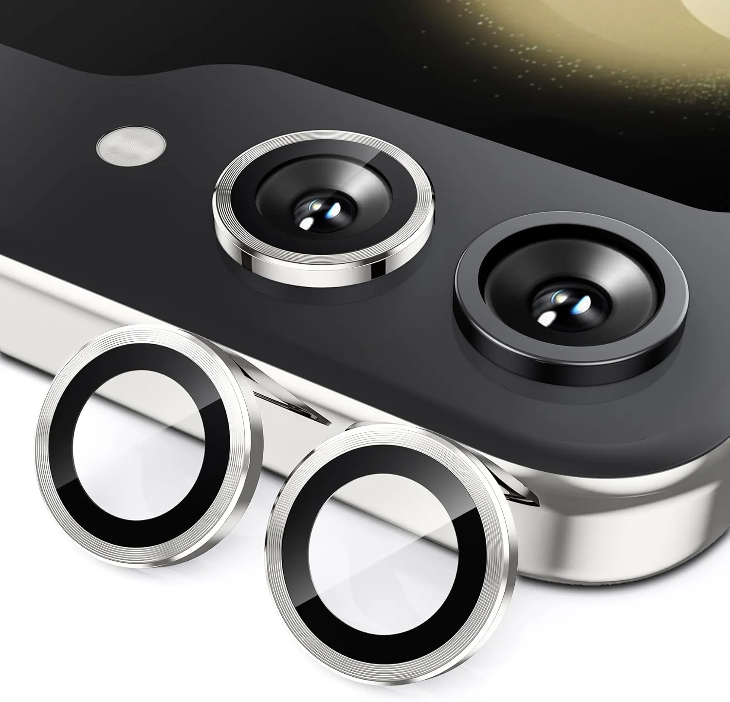 WSKEN for Z Flip 5 Camera Lens Protector Case Cover, Anti Scratch Ultra HD Tempered Metal Glass Camera Screen Protector Shockproof Film for Samsung Galaxy Z Flip 5 5G 2023 Accessories,Silver
