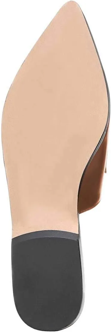 XYD Womens Retro Pointed Closed Toe Mule Flats Slip On Backless Dress Sandal Slides Comfortable Casual Walking Loafers Shoes