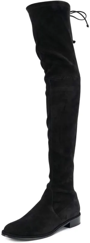 YDN Women Classic Thigh High Closed Round Toe Boots Trendy Low Chunky Heels Over The Knee Party Dress Pumps Suede Shoes