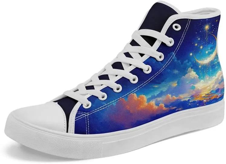 Yoga Printed High-Top Canvas Shoes for Women Unisex Fashion Lace Up Sneakers Casual Walking Tennis Trainer for Girls