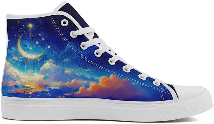 Yoga Printed High-Top Canvas Shoes for Women Unisex Fashion Lace Up Sneakers Casual Walking Tennis Trainer for Girls