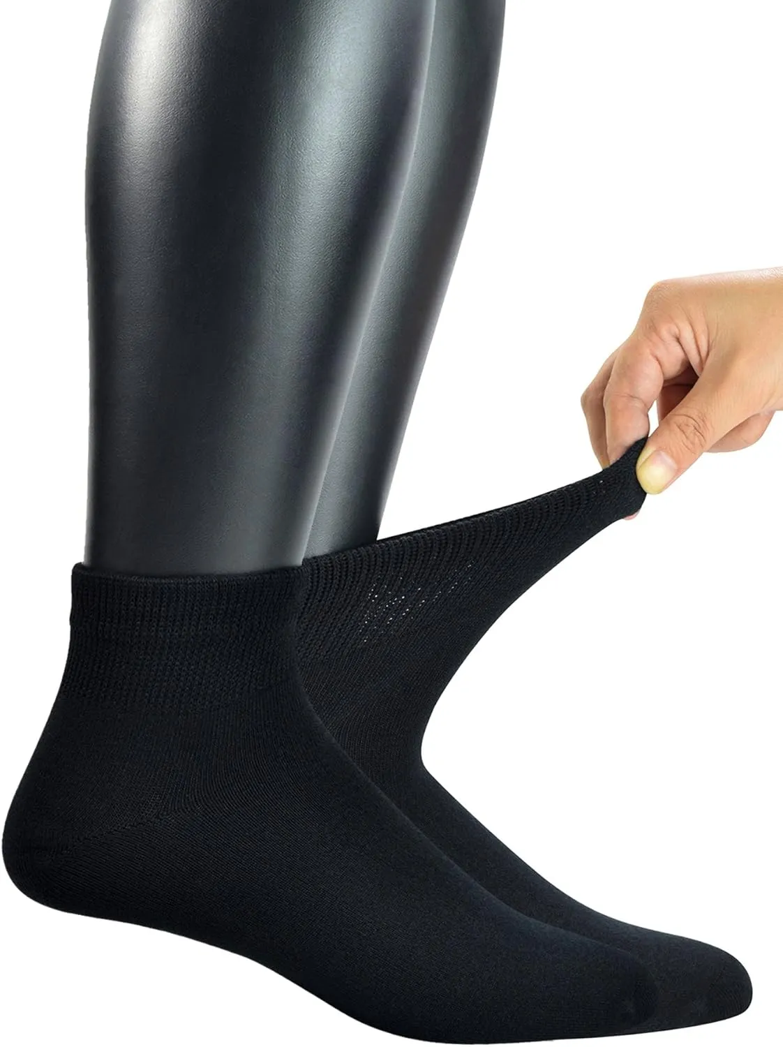 Yomandamor Men's 5 Pairs Non-binding Flat-Knit Ankle Diabetic/Dress Socks with Seamless Toe(Big and tall available)