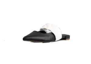 York BLACK/WHITE New Free returns Toe Flats Slides Exclusive offer COBBLER Mules Cecelia Pointed Sandals