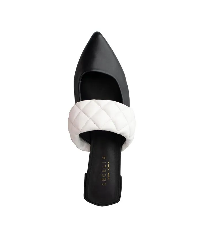 York BLACK/WHITE New Free returns Toe Flats Slides Exclusive offer COBBLER Mules Cecelia Pointed Sandals