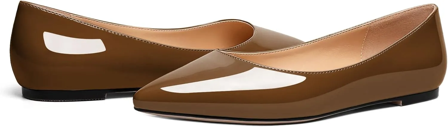 Zamikoo Flats Shoes Women, Pointed Toe Slip On Loafer Flats Shoes Pumps for Office Casual Dressy Comfortable