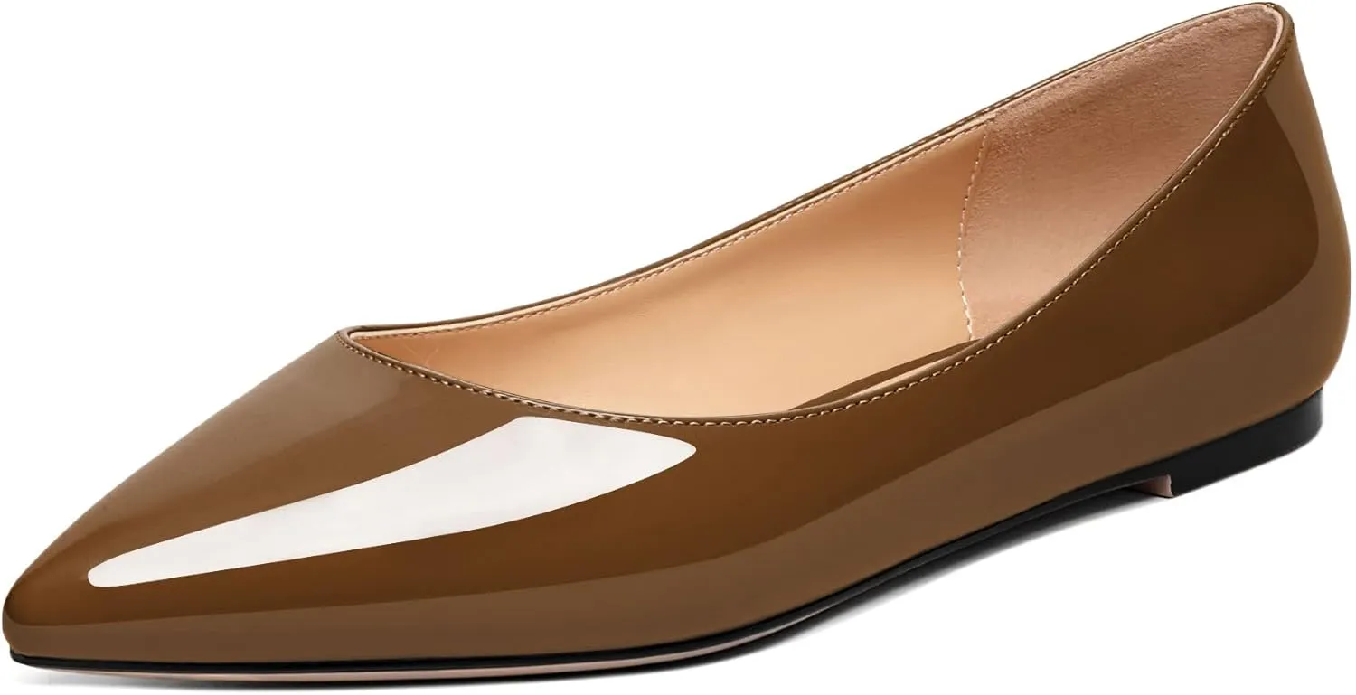 Zamikoo Flats Shoes Women, Pointed Toe Slip On Loafer Flats Shoes Pumps for Office Casual Dressy Comfortable