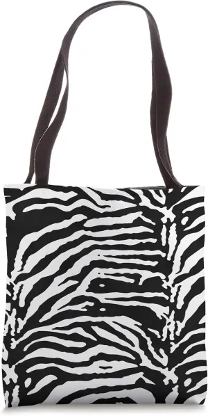 Zebra Pattern Camouflage Black and White Tote Bag