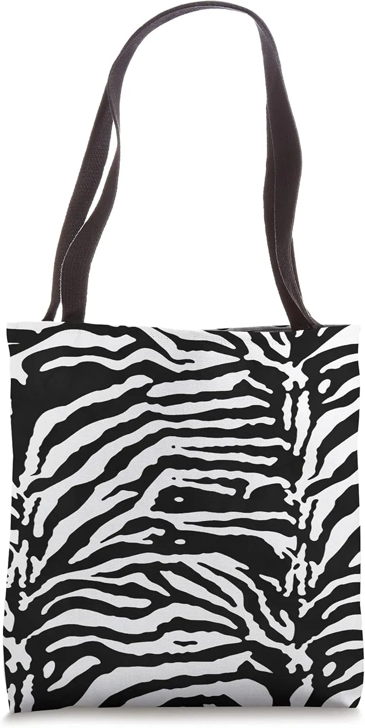 Zebra Pattern Camouflage Black and White Tote Bag