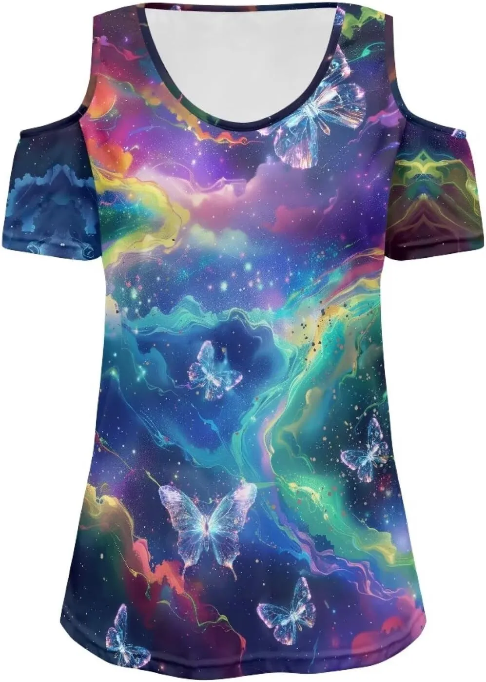 ZFRXIGN Cold Shoulder Tops for Women Size S-2XL Short Sleeve Shirts Going Out Top Square Neck Tee