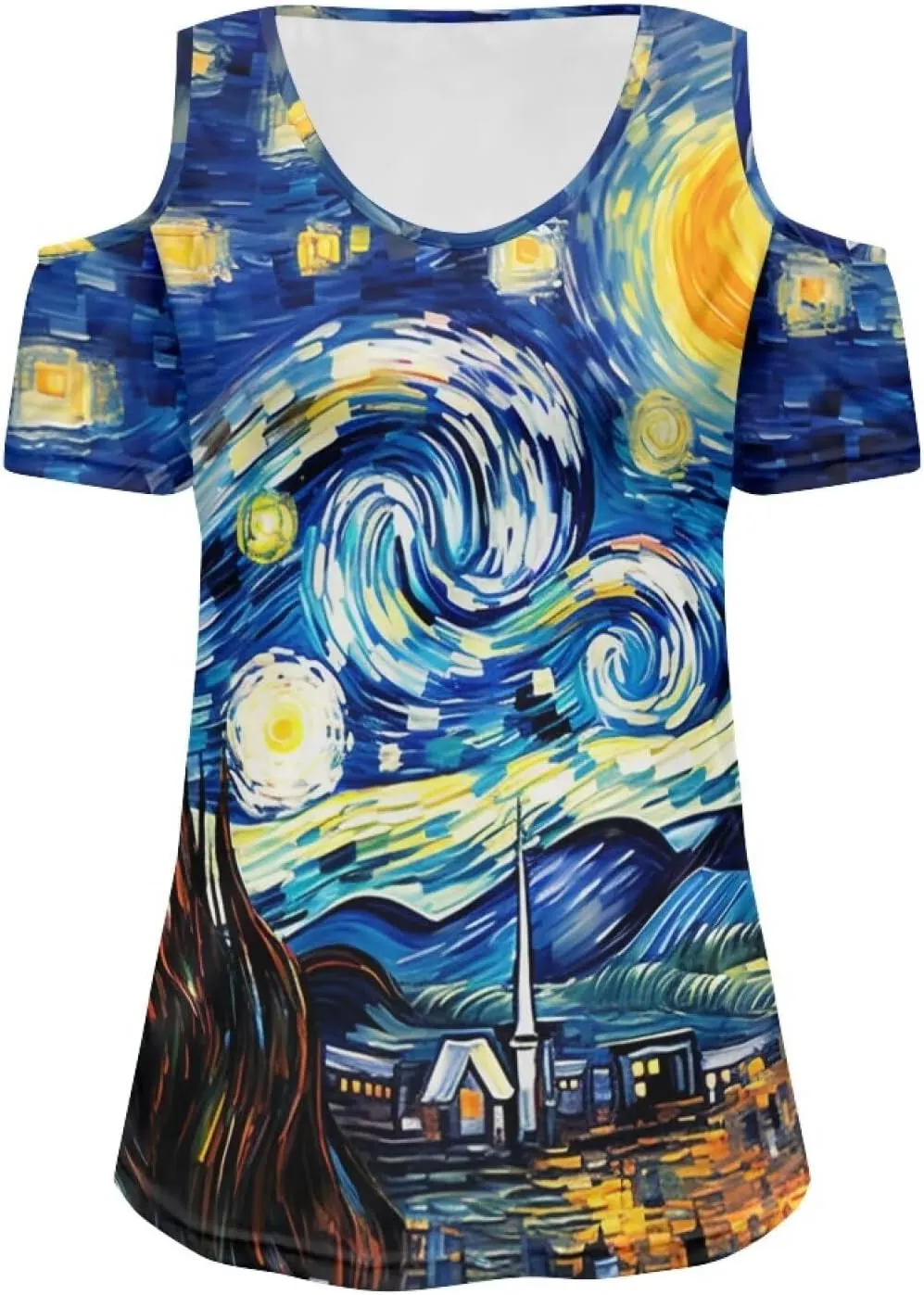 ZFRXIGN Cold Shoulder Tops for Women Size S-2XL Short Sleeve Shirts Going Out Top Square Neck Tee