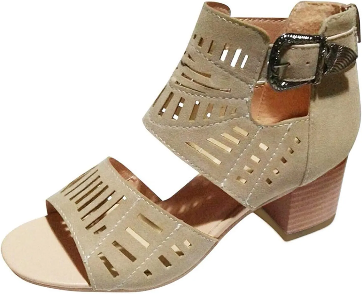 ZKXYFFS Chunky Heel Sandals for Women Cutout Peep Toe Zipper Wedges Sandals Summer Beach Dressy Party High Heeled Sandals