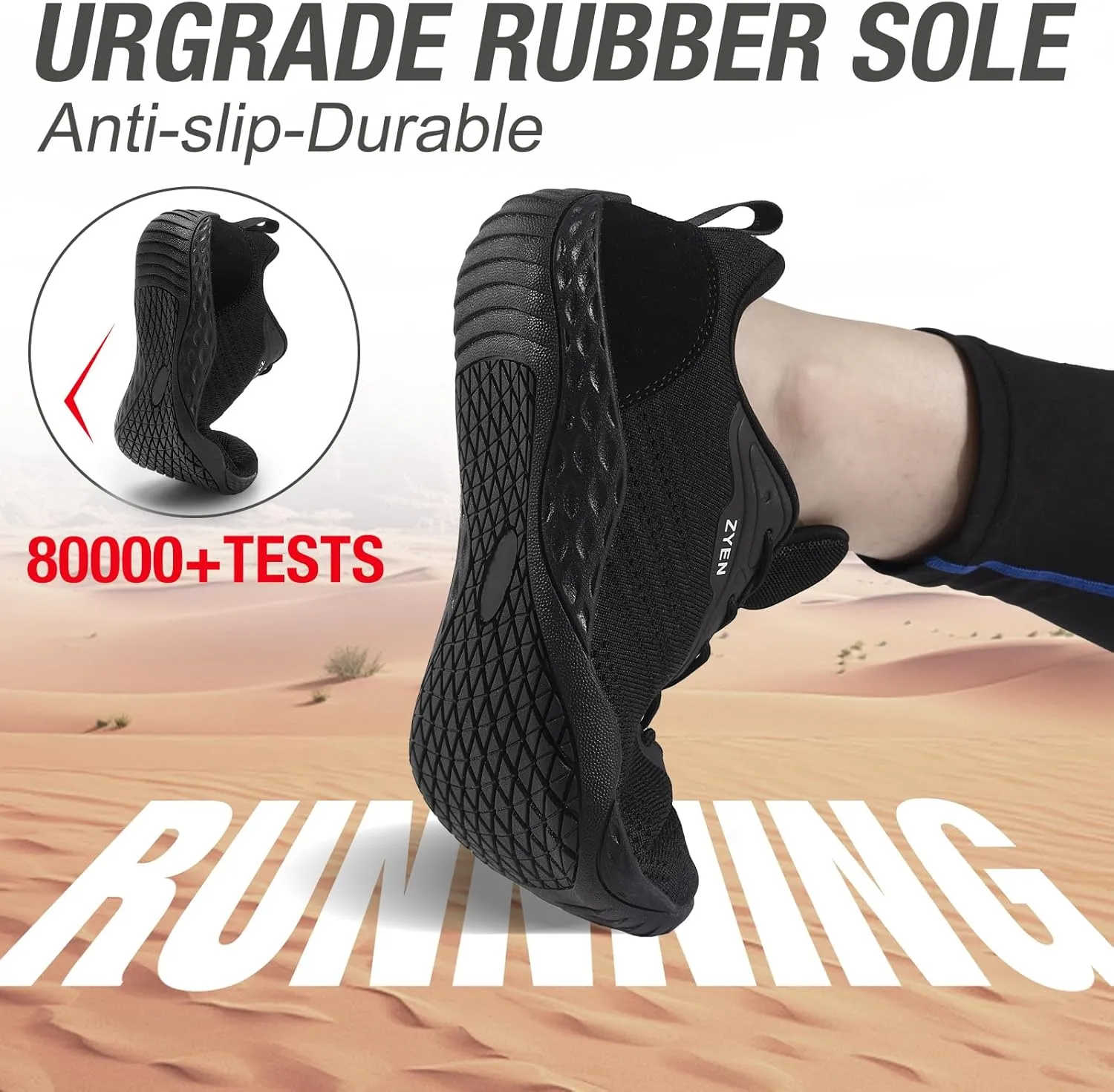 ZYEN Mens Barefoot Shoes Wide Toe Box Trail Running Sneakers Zero Drop Non-Slip Extra Wide Width Walking Shoes Minimalist Wrestling Sneakers Gym Trainer 6.5-13